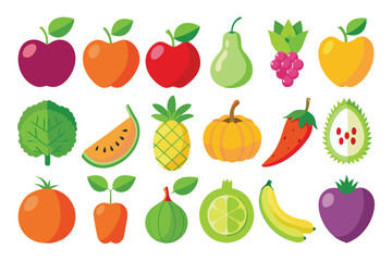 Assorted fresh fruits collection showcases vibrant colors and various shapes on a white surface
