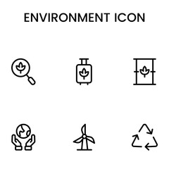 Eco-friendly environment icon set featuring nature symbols, sustainability elements, recycling, green energy and climate graphics perfect for branding and digital design.
