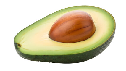 Fresh half avocado with pit isolated on white background