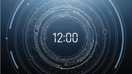 12 Second Countdown Timer on Futuristic Technology Ring HUD Interface Background