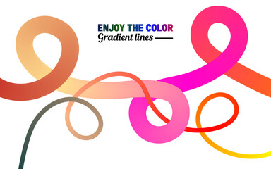Obraz premium Abstract colorful ribbon loops on a black background in a dynamic, curved flow. Vibrant gradient lines are ideal for modern design, digital art, or branding.