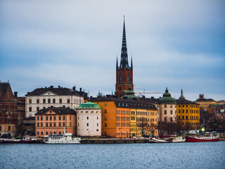 Obraz premium Riddarholmen and Riddarholmskyrkan in Stockholm, Sweden – 1 December 2025