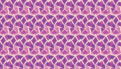 Geometric abstract pattern with layered angular shapes in pink and purple forming a seamless modern decorative background