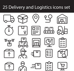 Delivery and Logistics Vector Icons Set | Shipping, Transport, Courier Line Icons
