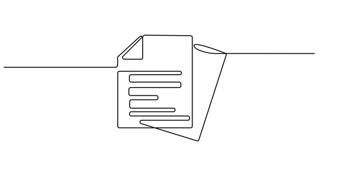 Animated self drawing of  Clipboard with checklist icon continuous one line drawing of outline vector illustration, One continuous line vector drawing of a folder. Outline documents 