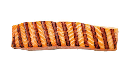 Grilled salmon fillet isolated on transparent background