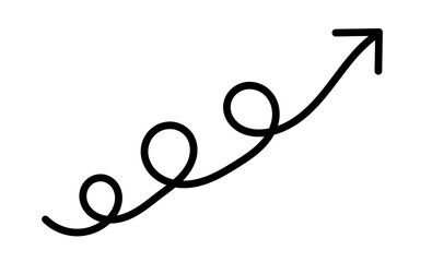Black curly upward arrow with triple loops