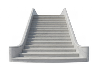 White marble staircase with railing isolated on a transparent background stairs