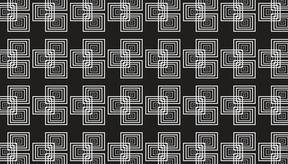 Geometric square line pattern with layered concentric shapes creating a seamless modern decorative background in monochrome style