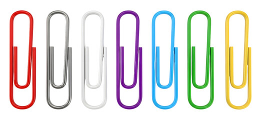 Colorful paper clips set stationery png