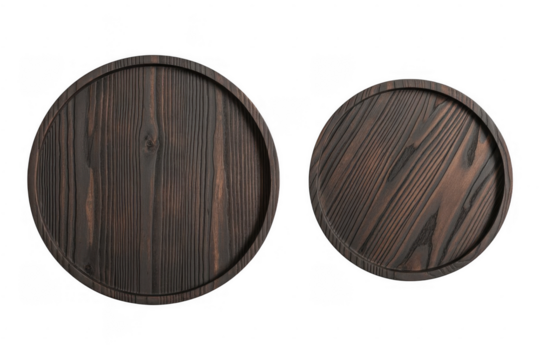 Wooden Coasters isolated on a transparent background dark grain - Powered by Adobe