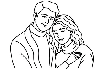 Fototapeta premium a couple wrapped in each other s arms minimalist