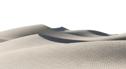 Sand dunes with intricate ripples and shadows create a stunning desert landscape under a clear, dark sky, highlighting natural patterns and textures.