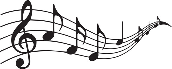 Black and White Musical Notes Illustration