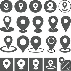 Set of map pin location icons. Modern map markers .Vector illustration on a white background. Simple red map pin. Concept of global coordinate, dot, needle tip, Flat style trend modern brand graphic