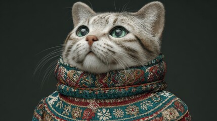 cat wearing ugly christmas sweater