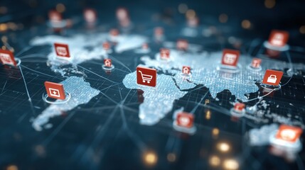 global business network expansion with digital store icons image