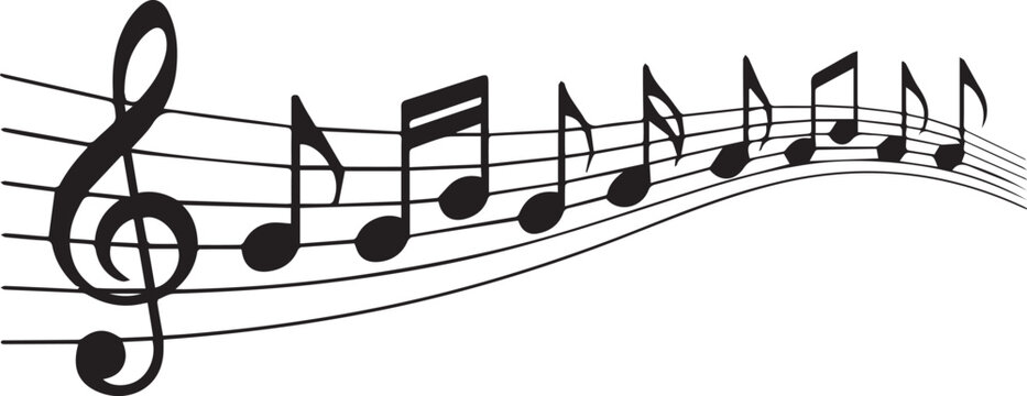 Black and White Musical Notes Illustration