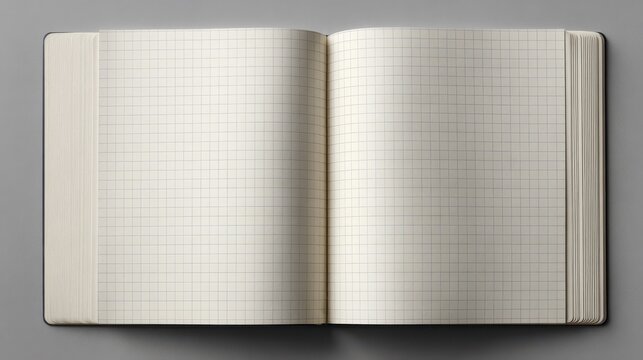 open graph paper notebook displaying blank pages for creative writing drawing and mathematical notation ideal for students artists and professionals in various fields - Powered by Adobe