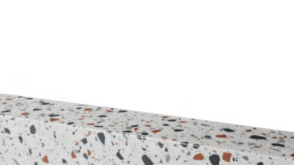 Terrazzo corner edge detail isolated on a transparent background white orange