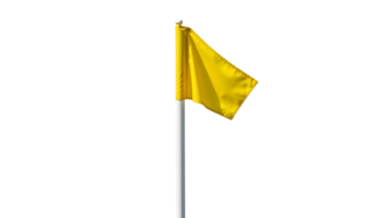 A yellow flag waving proudly on a pole, standing tall