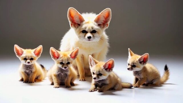 Fenec desert fox with babies