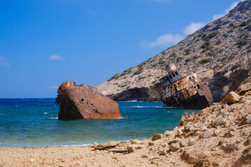 Shipwreck of Olympia on the coast of Amorgos