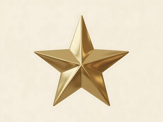 Fototapeta premium A single golden star shape isolated on white background