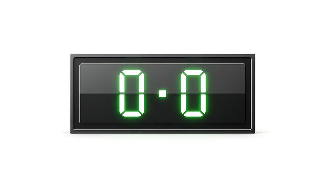 Digital timer showing the numbers 0.0. The display screen is black, with a green light that highlights the numbers - Powered by Adobe