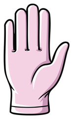 Obraz premium Vector illustration of a cartoon hand in a pink glove with an open palm