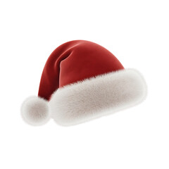 Ultra-Realistic Red Velvet Santa Hat with White Fur Trim