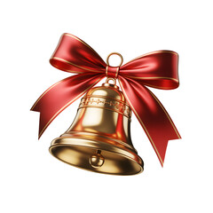 Metallic Gold Bell with Silky Red Ribbon in Premium Style