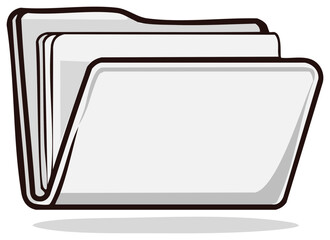 Open blank document folder with multiple pages and stylized outlines.