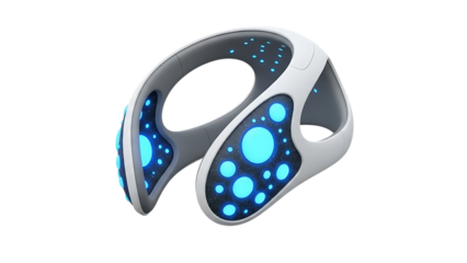 Glowing blue wristband isolated on transparent background