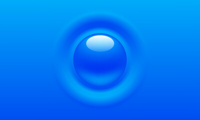 Blue 3d callout banner in circular shape with gradient shading. Vector message bubble shows glossy surface and luminous highlights for social media, interface elements, promotional materials.