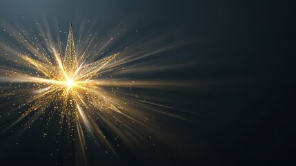 glimmering golden star spreading luminous rays symbolizing festive holiday spirit against transparent backdrop