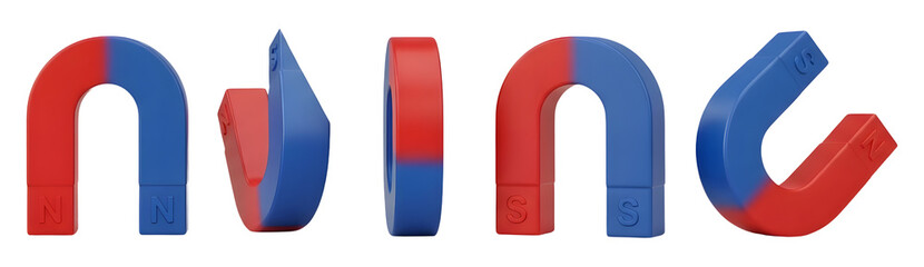 Red and Blue Horseshoe Magnets Spelling MAGIC PNG