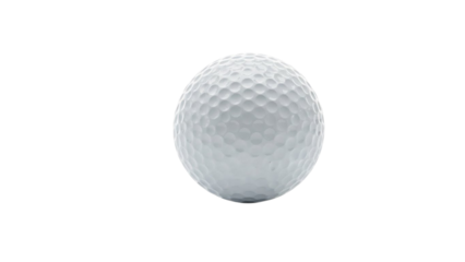 Closeup of a white golf ball with dimples on black background texture
