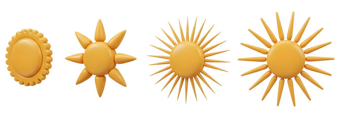 Set of Four Stylized Sun Icons PNG