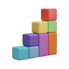 Colorful Toy Blocks in Stair Pattern PNG