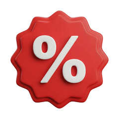 Red Starburst with White Percent Symbol PNG