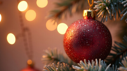 Luxury Christmas Ornament Macro Shot with Glitter Detail