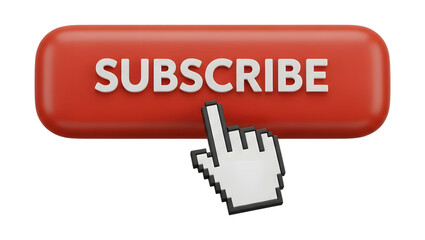 Red Subscribe Button with Click Cursor PNG