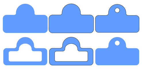 Blue Folder Tab and Index Label Collection for Digital Organization and UI Design