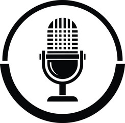 Studio Microphone Podcast Circle Icon Vector