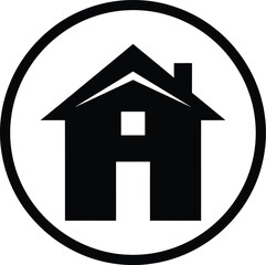 Home House Silhouette Circle Icon Vector