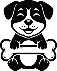 Cute Puppy Dog Holding Bone Cartoon Icon