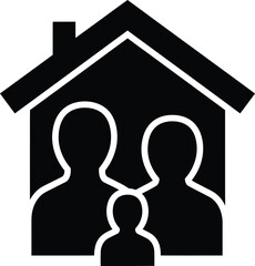 Family Home Silhouette Safety Icon Vector