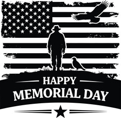 Memorial Day Silhouette Soldier Patriotic Banner