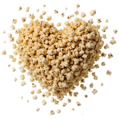 photorealistic heart shape made of fresh popcorn isolated on white background symbolizing love for national popcorn day